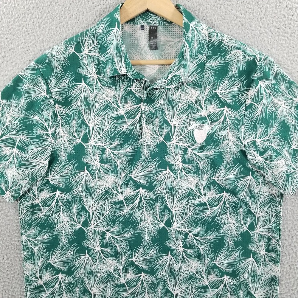 Adidas Polo Shirt Medium Green Tennessee Grasslands Palm Golf Performance Mesh